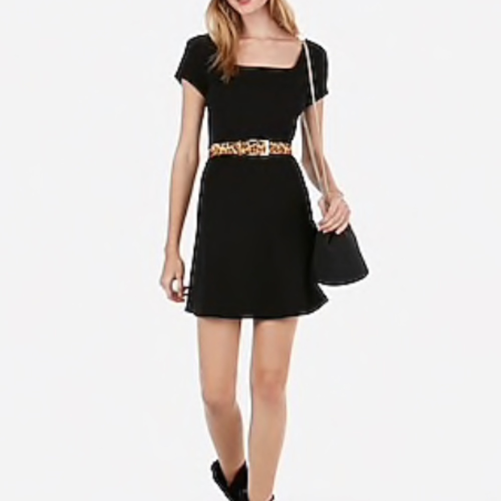 Square Neck Fit And Flare Mini Dress